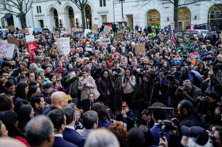 Protests in front of the U.S. Treasury Department