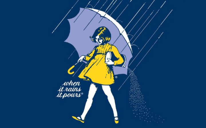 Morton Salt "when it rains it pours" logo